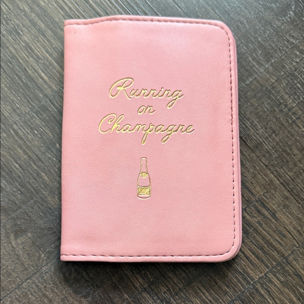 Pink "Running on Champagne" Wallet Passport Holder